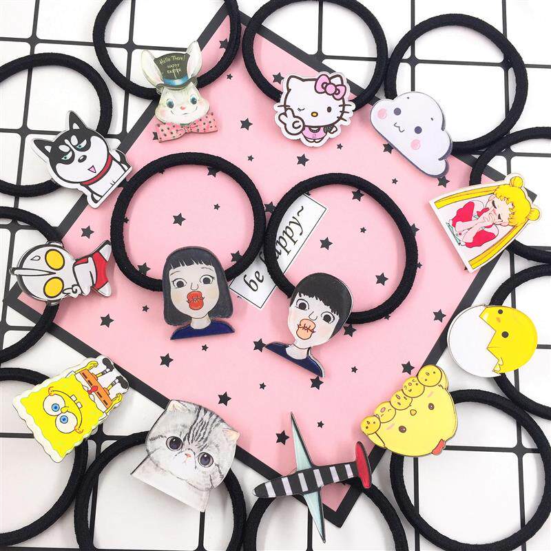 韩国卡通发圈 亚克力可爱小清新发绳 网红鸭小熊头绳森女系橡皮筋