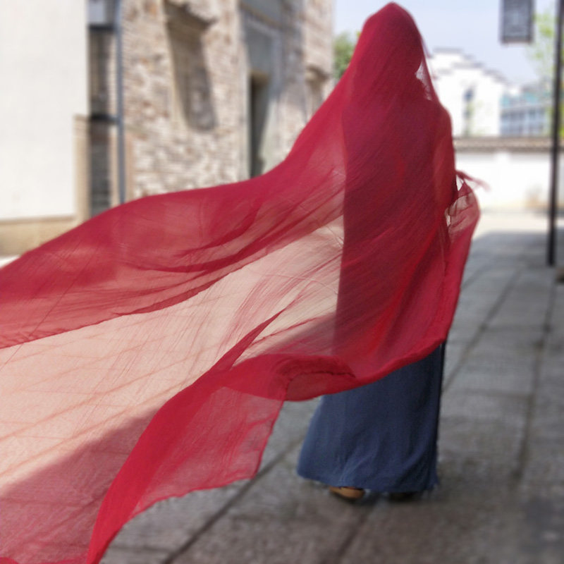 红色丝巾女夏季沙漠纱巾妈妈外搭大披肩防晒3米沙巾围巾春秋薄款