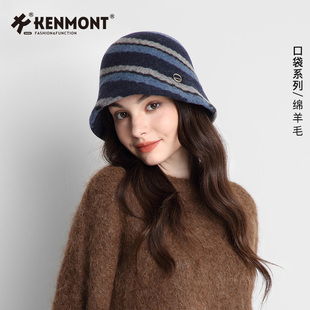 Kenmont卡蒙23新款时尚毛呢渔夫帽女冬季显脸小日系百搭羊毛女帽