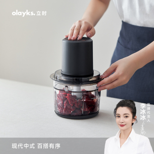 olayks立时绞肉机家用电动小型多功能全自动搅拌机碎肉打馅蒜泥机