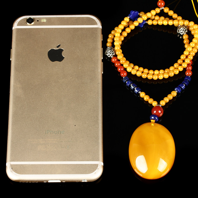 24.09克(含蜜蜡链)天然鸡油黄 满蜜 蜜蜡光牌挂件 a631r