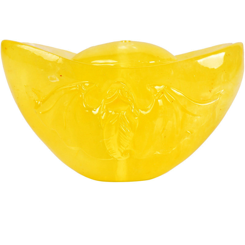 36.85克【强荧光 大颗鸡油黄元宝】馆藏温润色美巧雕蜜蜡挂件