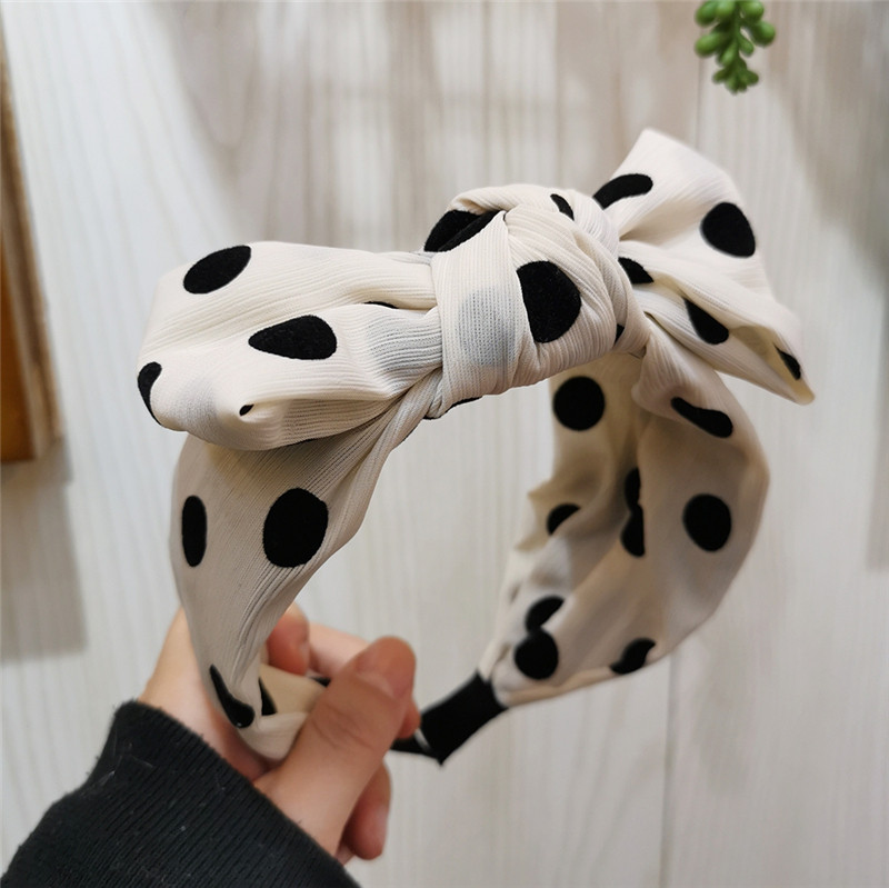 波点发箍女大蝴蝶结头箍复古宽边发带夏季发卡韩国网红2021年新款