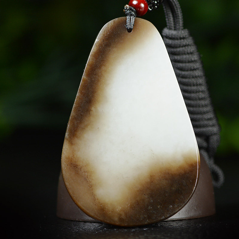 满皮黑糖【观音像】细润和田玉料挂件 羊脂黑糖可过灯 44.57g