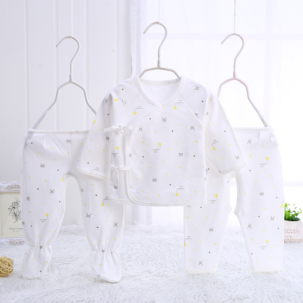 新生婴儿内衣纯棉衣服三件套0-3月宝宝初生和尚服四季打底衣