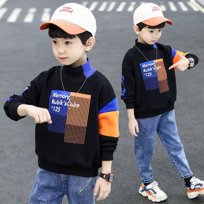 Children's clothing Boy Plush Sweater 2021 Autumn and winter new pattern children Western style thickening spring and autumn Base coat High collar jacketin the Children/Baby/Family fitted , Sweater/Fleece category - from Buy2taobao.com to provide professional Taobao agent buy service
