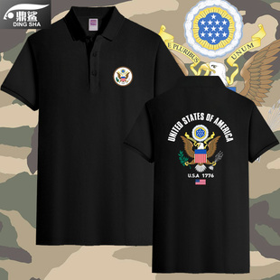 美国USA海陆空军ARMY武装NAVY军迷训练POLO衫男女短袖t恤翻领半袖