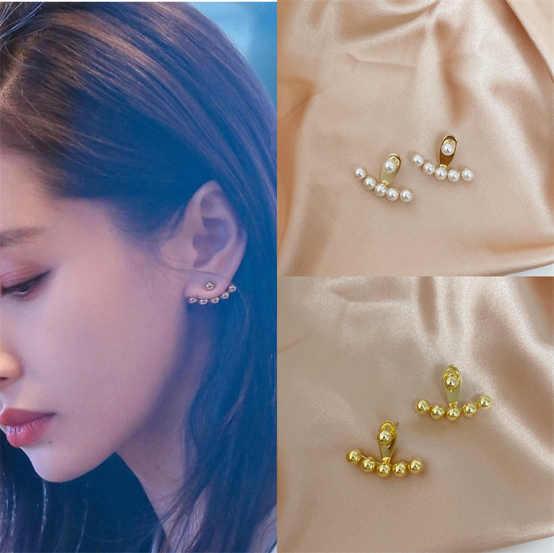 珍珠豆豆王子文同款耳钉女圆珠小巧可调节耳环简约百搭气质耳饰