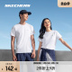 Skechers斯凯奇2024春季新品运动T恤男女同款圆领短袖舒适凉感黑