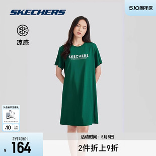 Skechers斯凯奇2024新款女运动连衣裙短袖凉感舒适H版型时尚百搭