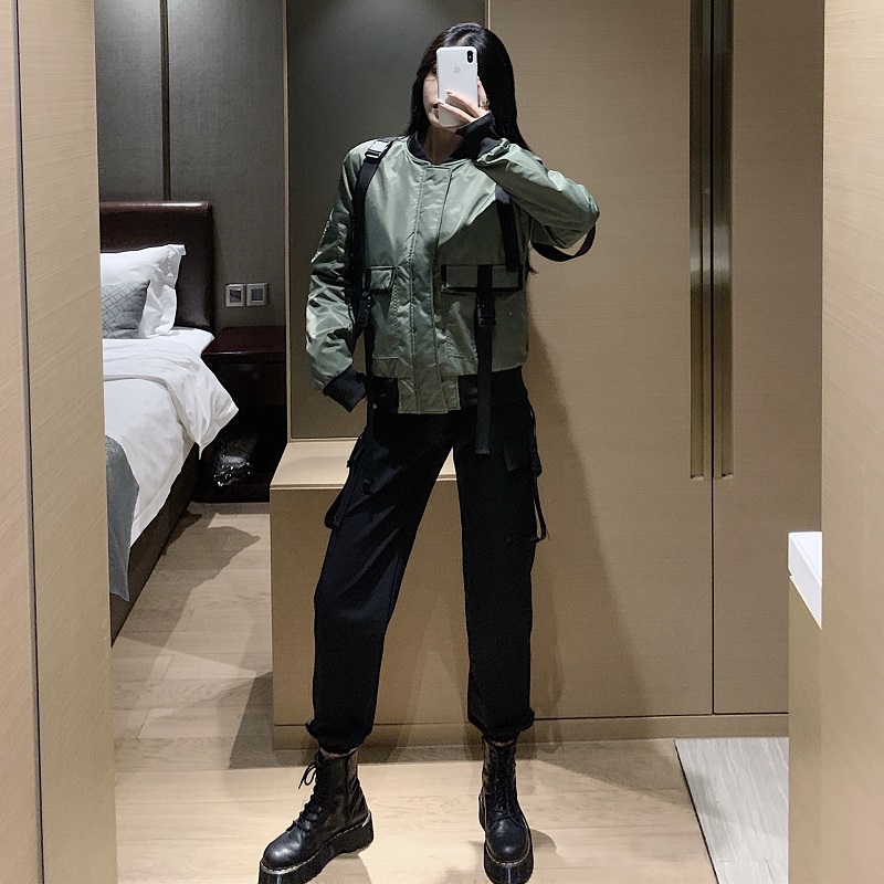 工装裤套装女冬季加绒加厚