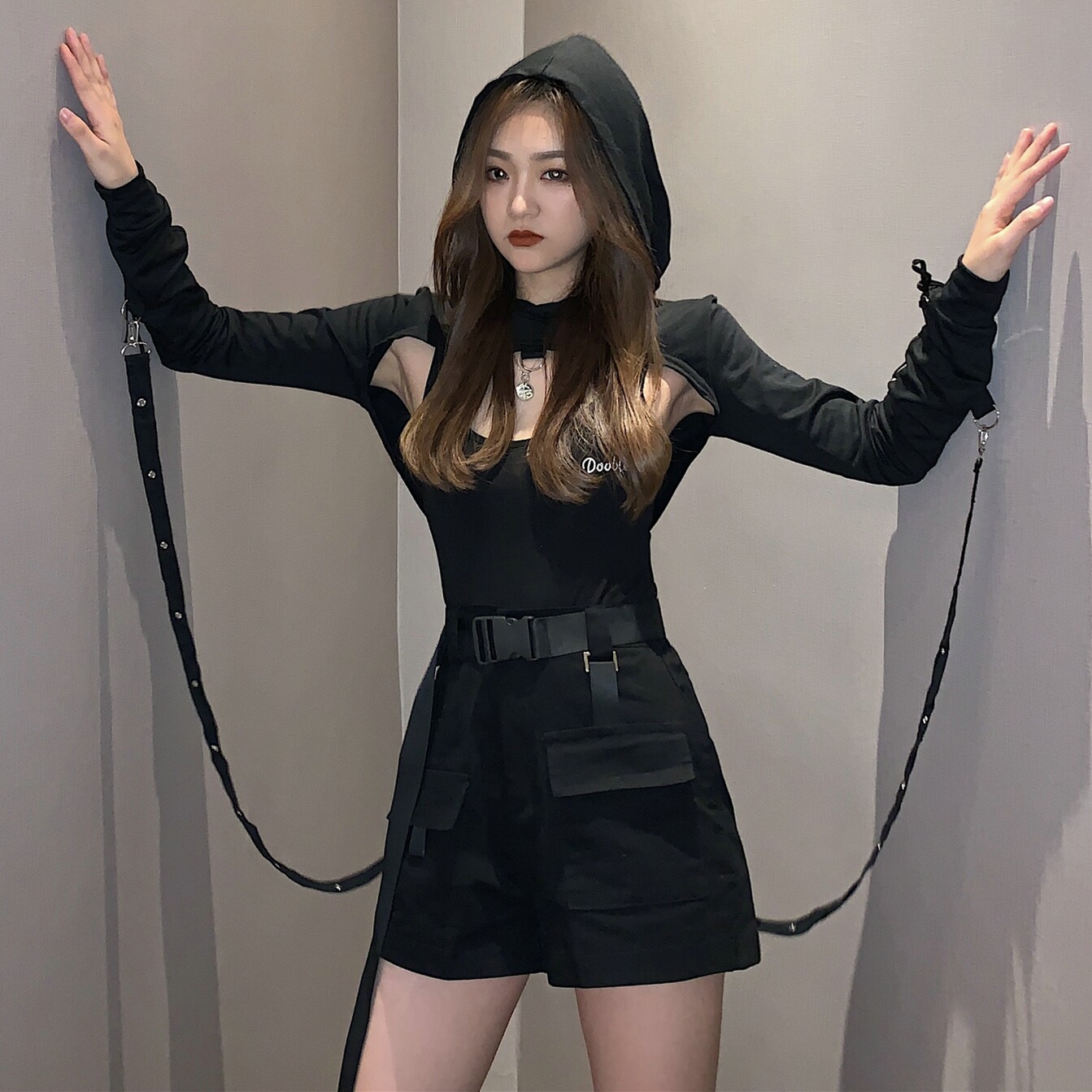 女酷帅气街头套装夏