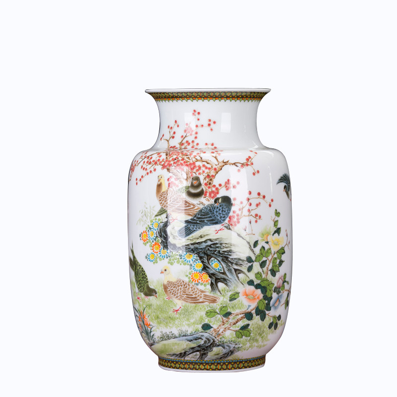 当代官窑1969年陶研所(釉下五彩和平之鸽冬瓜瓶)