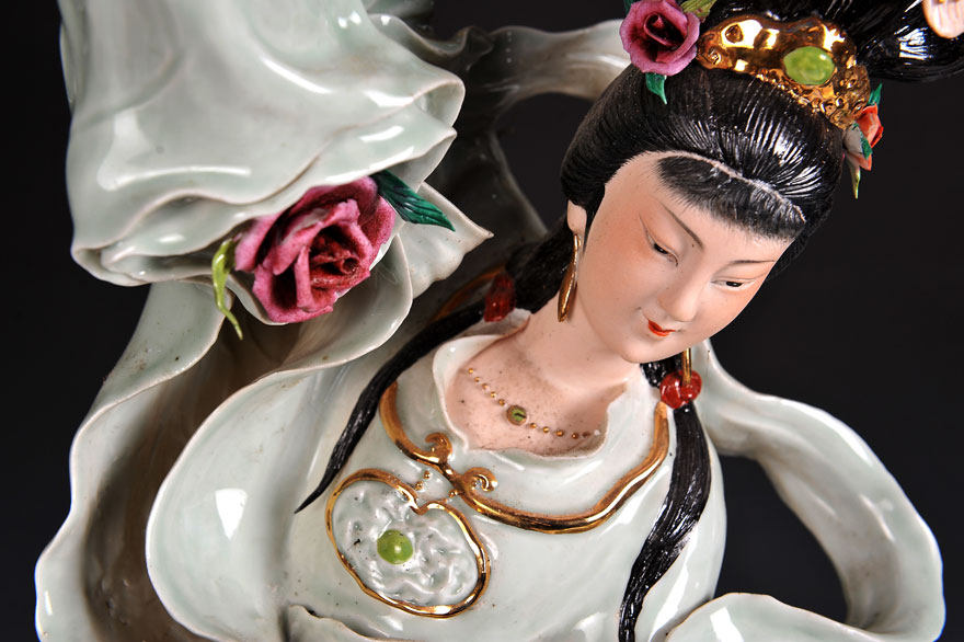 景德镇著名雕塑陶瓷世家曾山东作品 天女散花