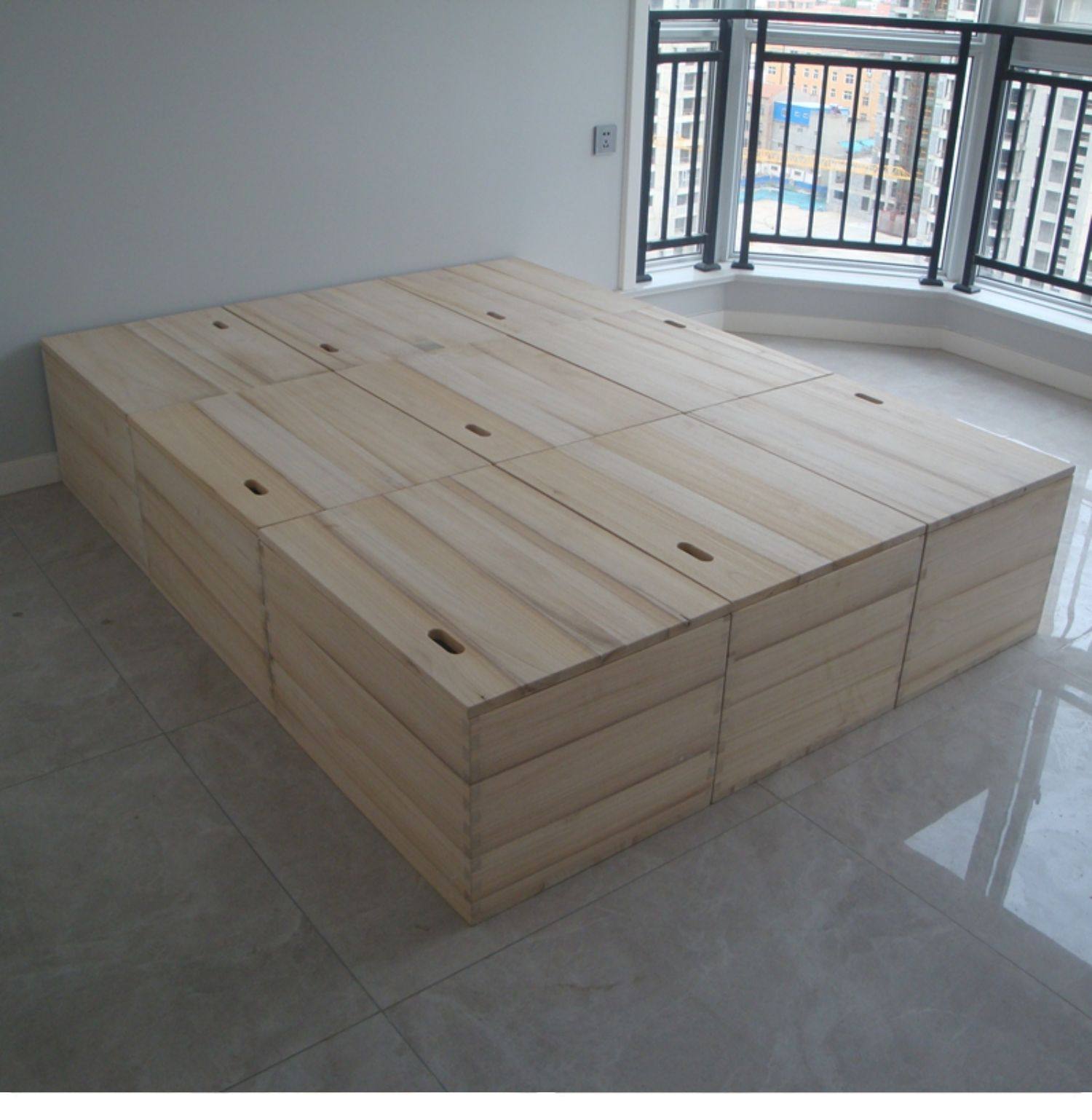 榻榻米箱储物自由组合飘窗地台柜收纳箱定做实木箱子拼床炮桐木