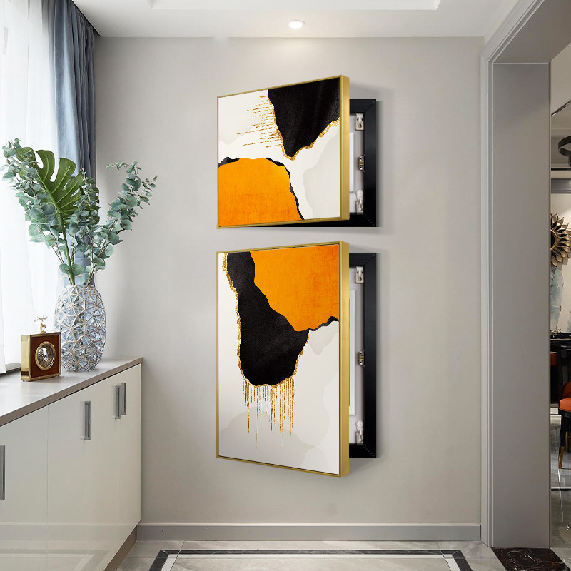 现代上下组合电表画轻奢电闸网络盒挂画玄关客厅配电箱遮挡箱挂画