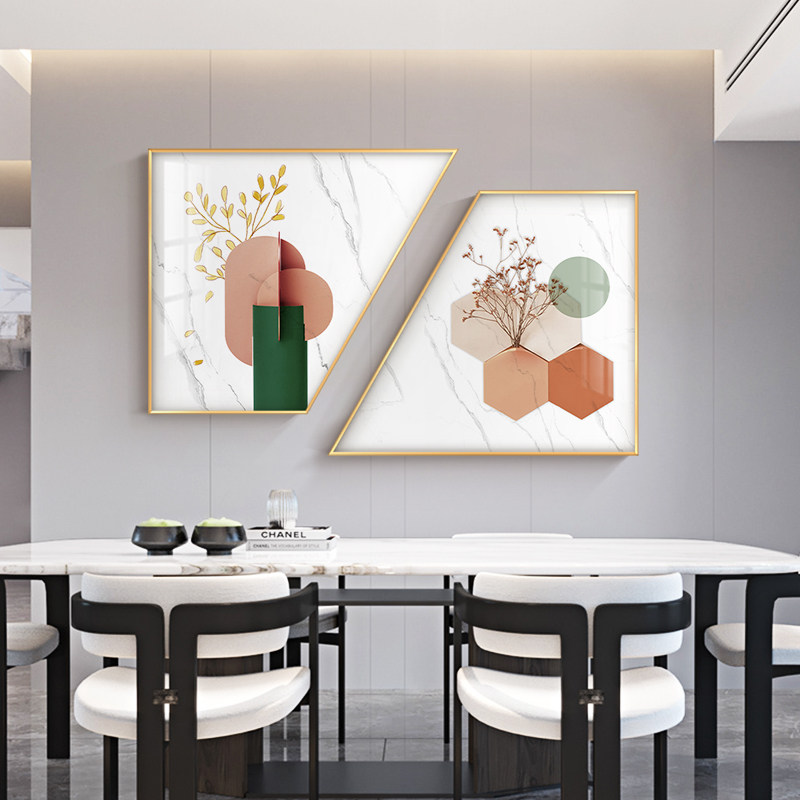 餐厅装饰画创意组合轻奢现代简约壁画北欧莫兰迪饭厅墙面温馨挂画