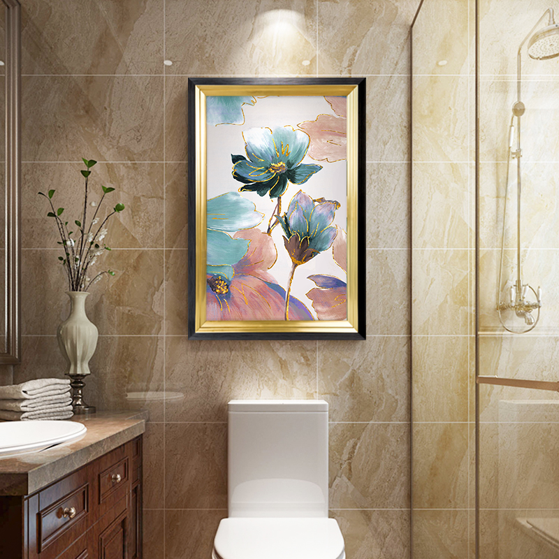 轻奢卫生间防水装饰画简欧花卉酒店宾馆大气厕所粘贴壁画铝板挂画