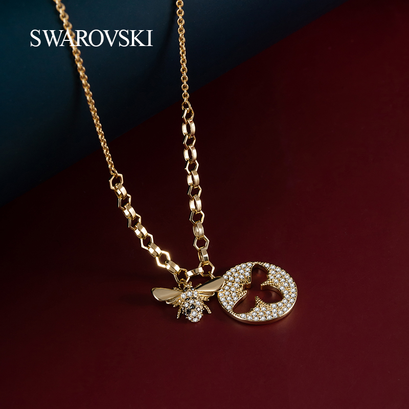 swarovski施华洛世奇正品黑色天鹅项链女时尚水晶锁骨链5204133