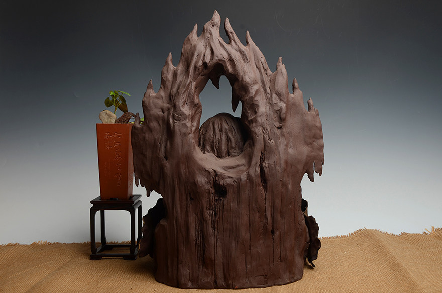 宜兴紫砂雕塑名家 沈益新《火焰达摩》