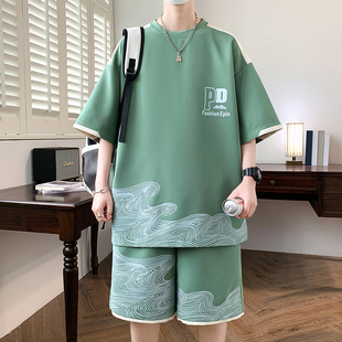 夏季短袖t恤男孩衣服12-15岁青少年初中学生大童潮流休闲运动套装