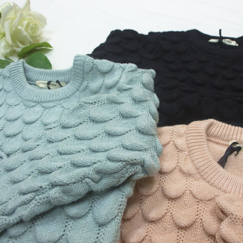 童装毛衣毛衫女童鱼鳞款圆领打底针织衫潮牌长袖上衣