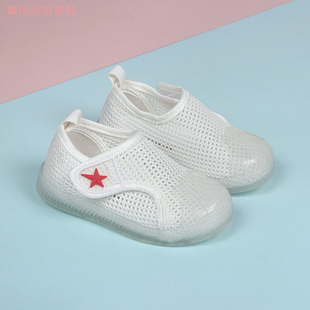 夏季白色网面透气网鞋男童女童网布运动鞋幼儿园室内鞋宝宝凉鞋子