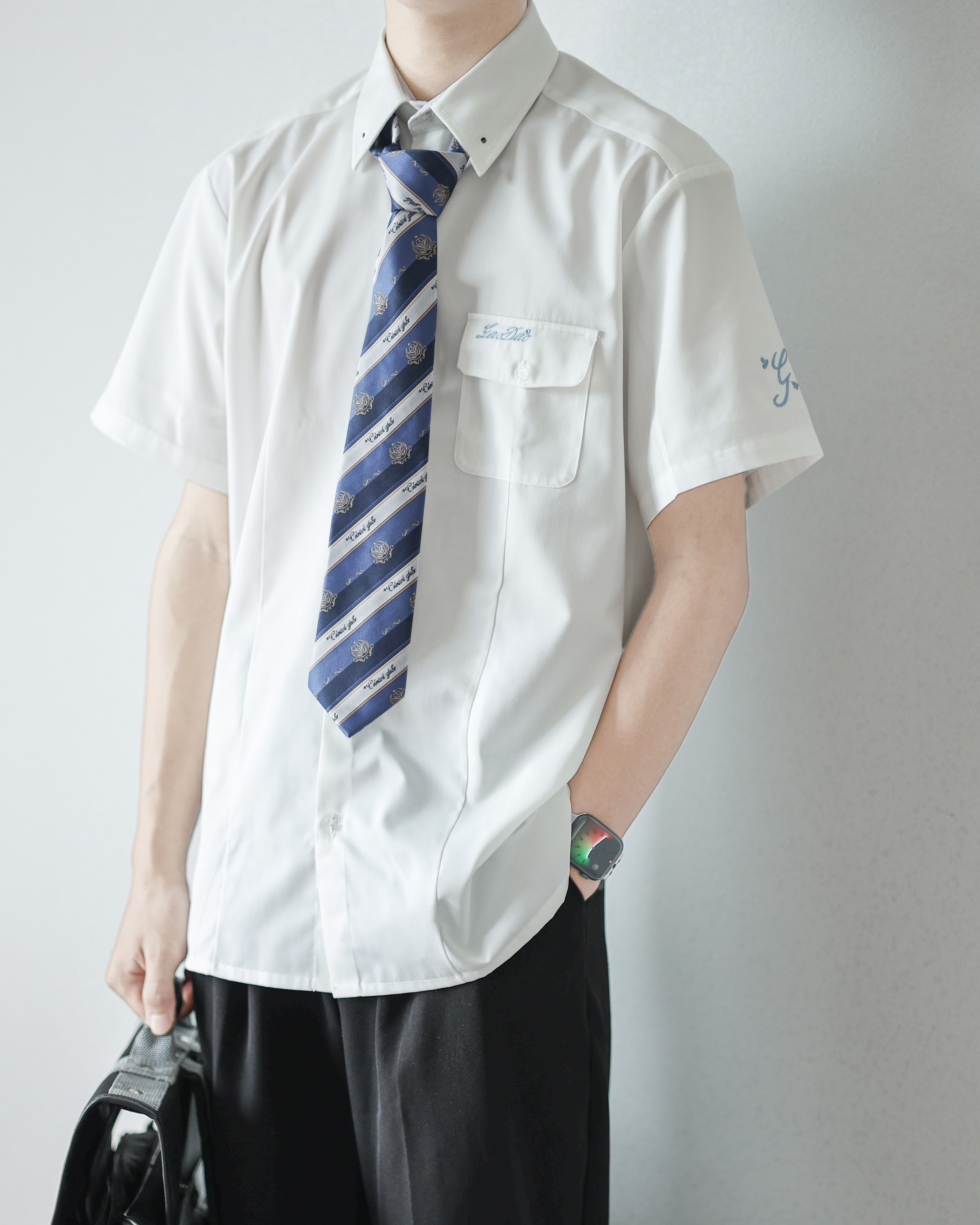 【潘特维拉】高岛学园白衬衫 JK/DK制服情侣长袖短袖刺绣上衣