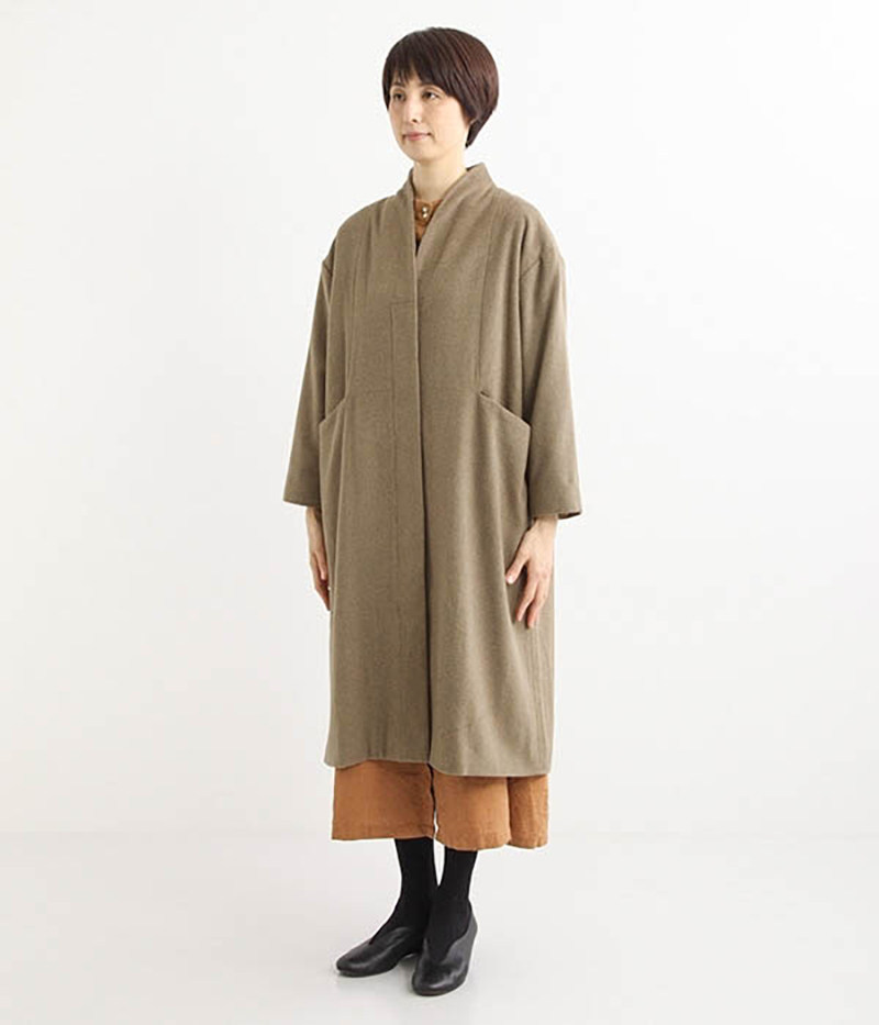 十月雪日系08羊毛和尚领大衣秋冬季新宽松外套羊毛呢中长款风衣