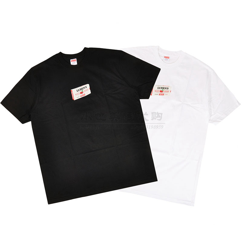 supreme短袖t恤夏季纯棉18fw ludens tee樱桃糖果小红标box logo