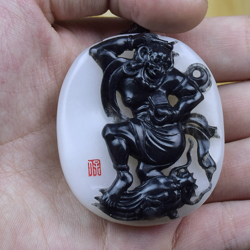 国家级玉雕大师张保国作品 和田玉白玉把件 魁星点斗98.9克
