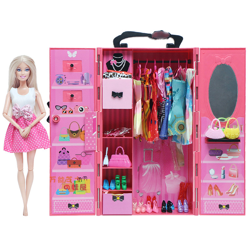 比芭娃衣梦幻衣橱6分30厘米娃娃衣柜衣架儿童过家家玩具礼物配件