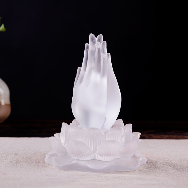 琉璃圣物 合十佛手香炉 古法琉璃盘香炉熏香炉 创意香薰炉 精湛