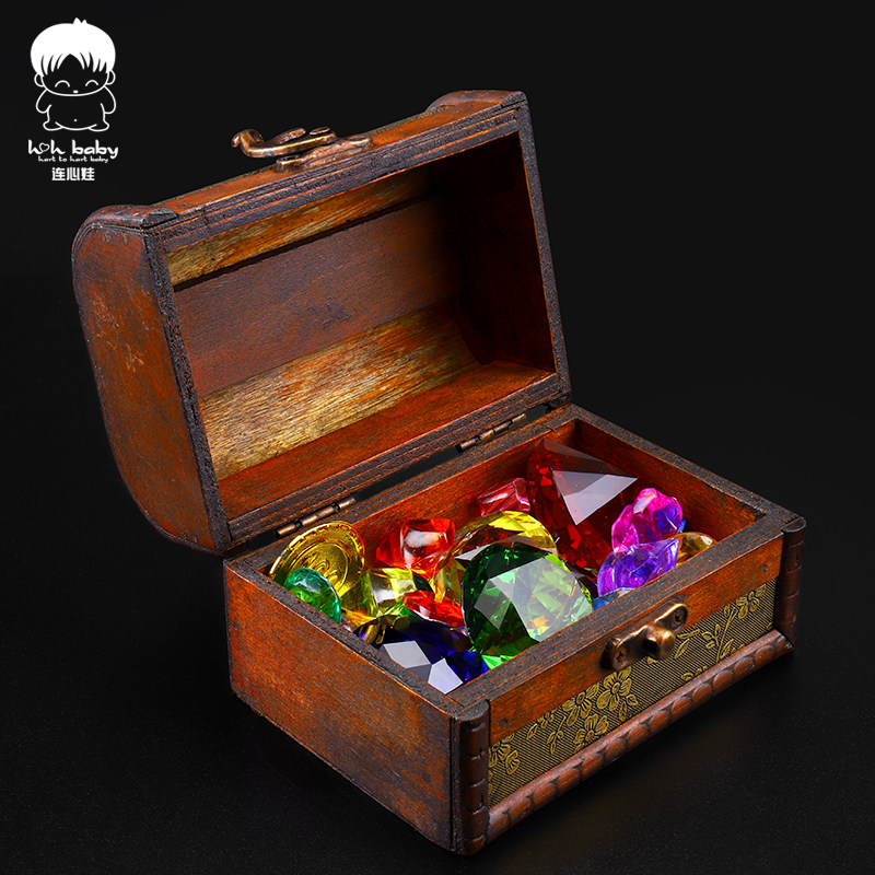 儿童宝石亚克力水晶钻石海盗宝箱盒公主女孩七彩色仿水晶玩具塑料