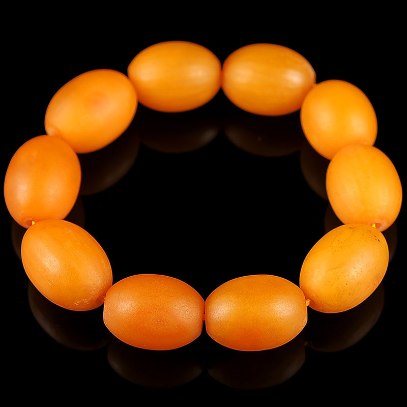 29.35克 15-16mm大颗天然蜜蜡 磨砂枣形珠手链 a310