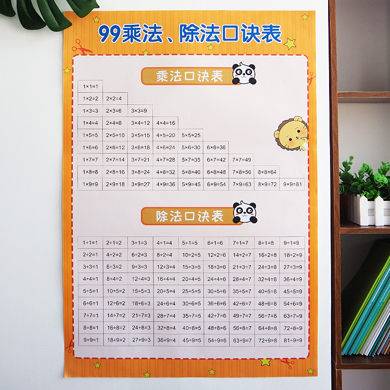 小学生数学知识一年级儿童小九九99乘法口诀表天天练