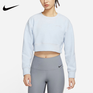 Nike耐克卫衣女2023冬新款圆领长袖上衣休闲短款保暖套头衫DO6965