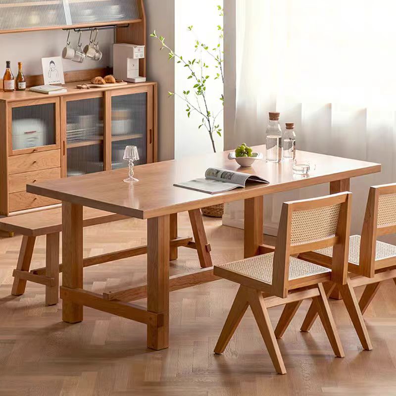 北欧全实木家用餐桌椅简约现代原木会议桌长条桌书桌培训桌椅组合
