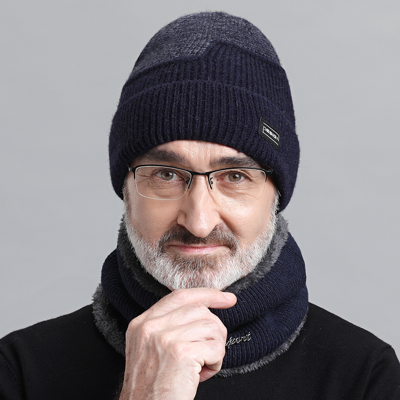 老年帽子秋冬爸爸保暖中老年男帽老人男士冬季爷爷套头毛线帽男款