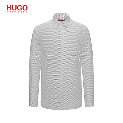 Hugo Boss男士修身版通体涂料印花棉衬衫50384543 720元