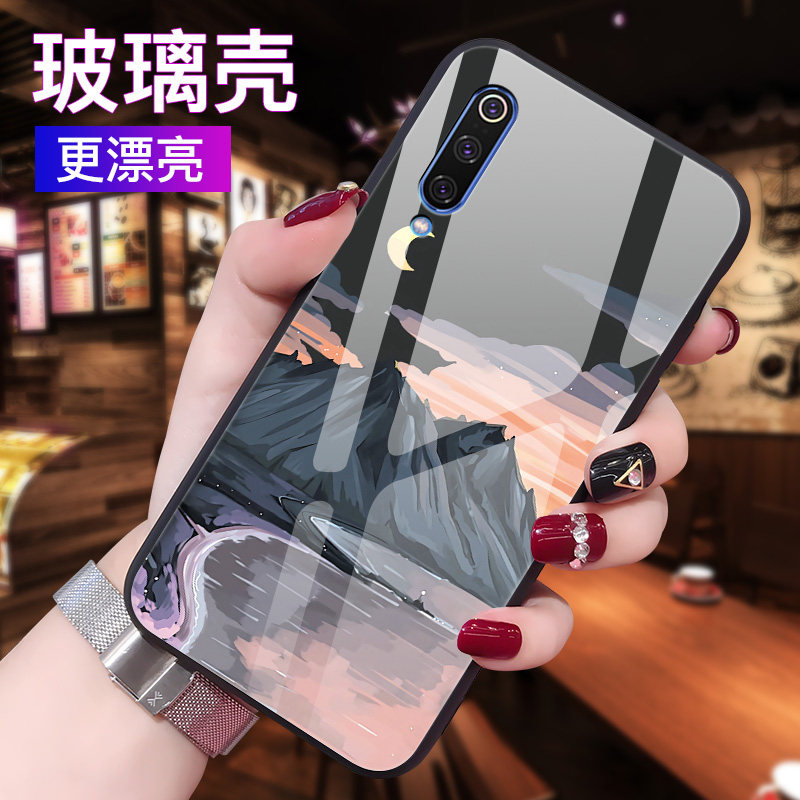 小米9手机壳小米9pro5g版玻璃保护硅胶套mi9se全包por防摔9p水墨画ml