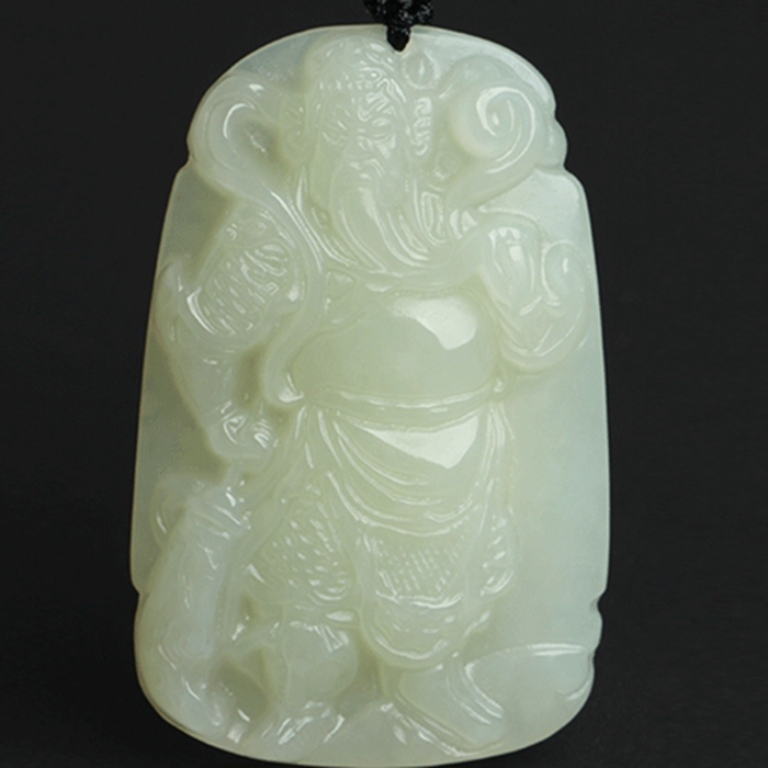 和田玉关公挂件新疆和田白玉关公吊坠玉关公武财神招财保平安玉石