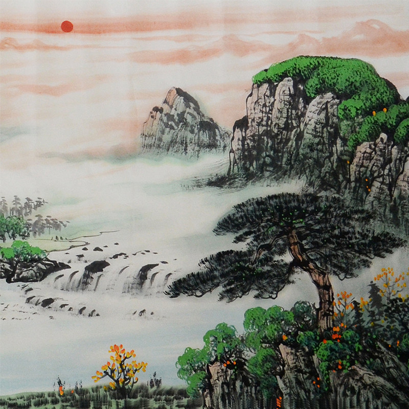 【双十二】匿名拍卖《绿水长流 鸿运当头》2.38米大幅国画山水