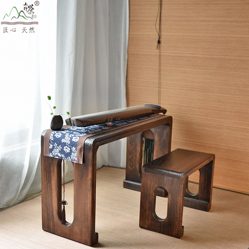 古琴桌凳共鸣琴桌琴凳实木茶桌新中式国学桌琴台桌桐木雕花古琴桌