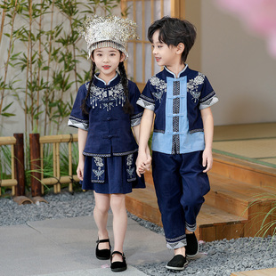 儿童三月三少数民族表演服夏季壮族幼儿园男女童节日舞蹈演出服装