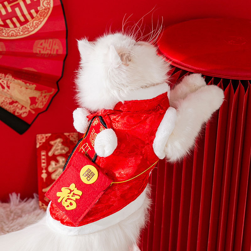 猫唐装小红包拜年布偶秋冬款加绒喜庆服过年衣服宠物新年可爱