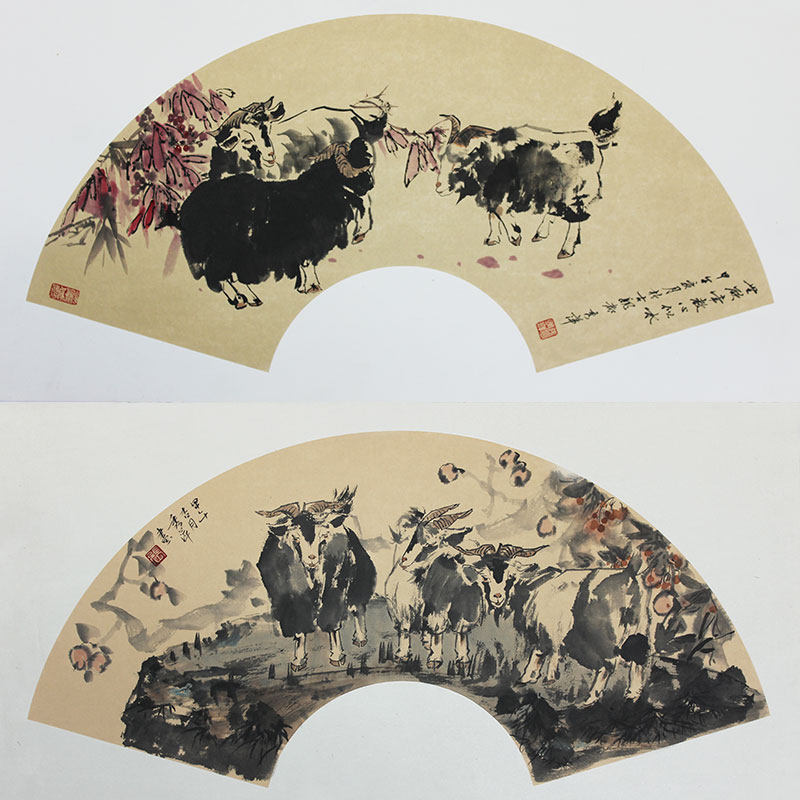 张秀萍 《吉祥羊扇面一组》中美协会员 中国工笔画协会会员