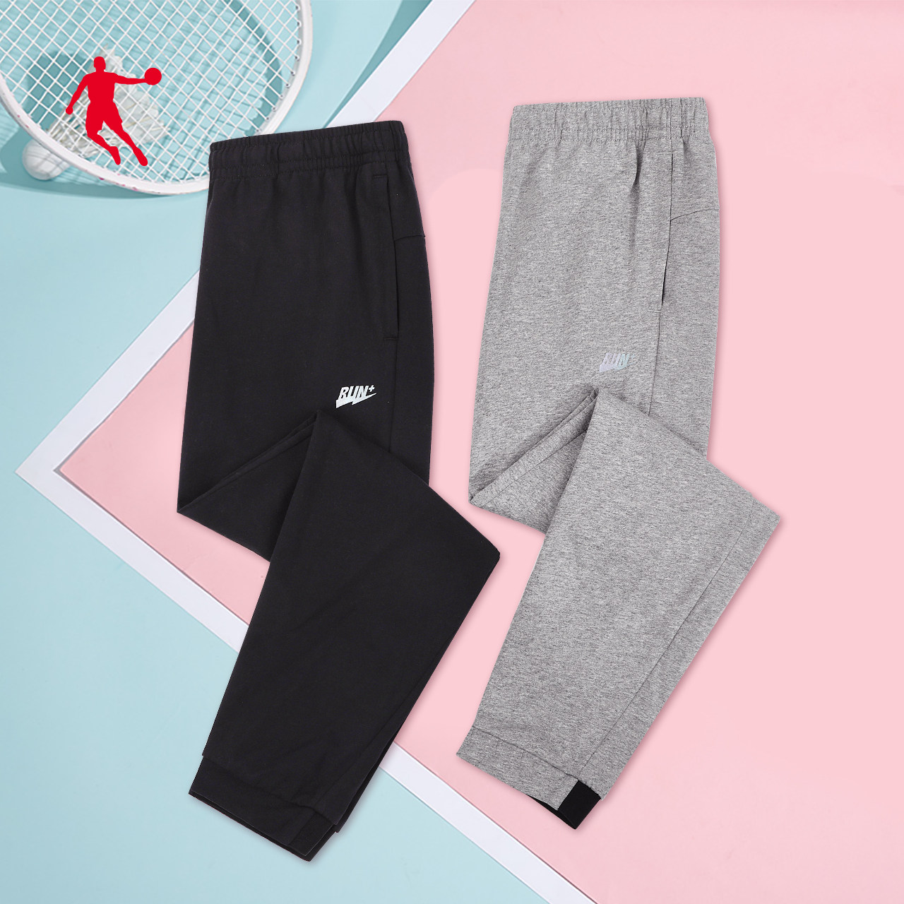 乔丹女裤运动裤长裤女2023春季新款宽松针织跑步卫裤裤子收口束脚