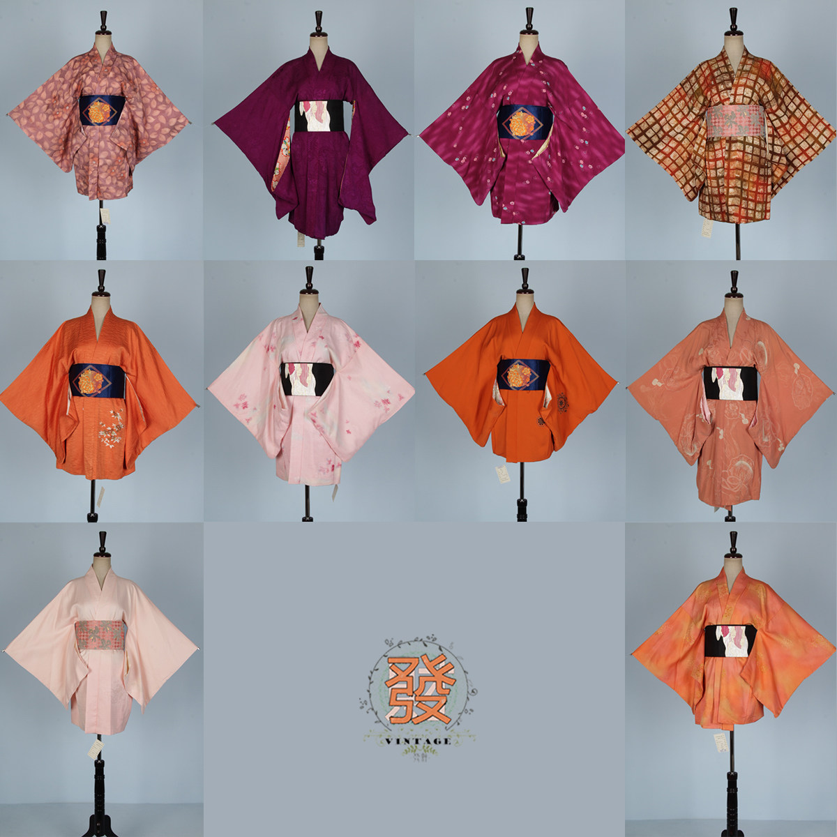 vintage古着复古日本羽织短外套传统民族服装印花暗纹民族服装