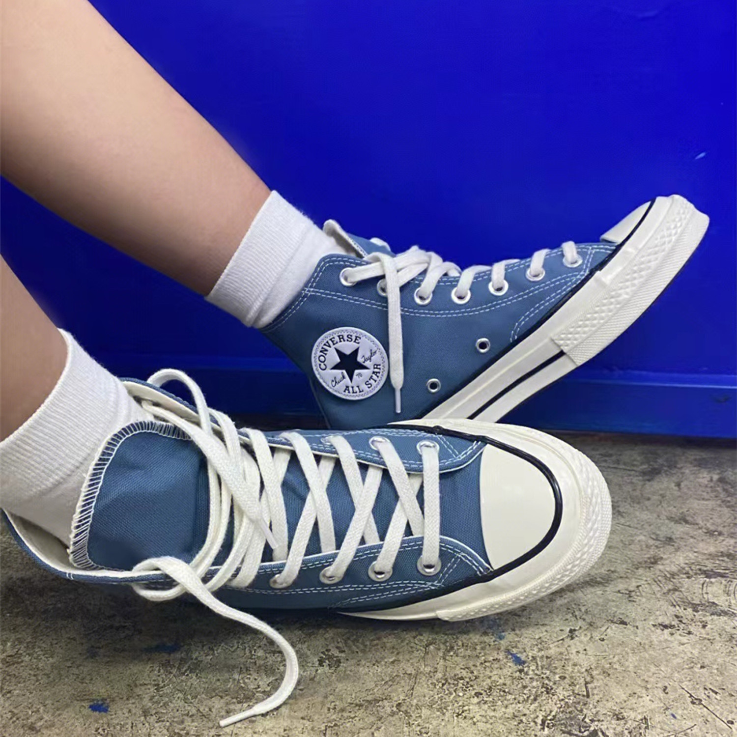 converse匡威1970s 新款莫兰迪律动蓝男女高帮情侣帆布鞋 a00752c